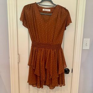 Impeccable Pig Rust Ruched Dress (Small)